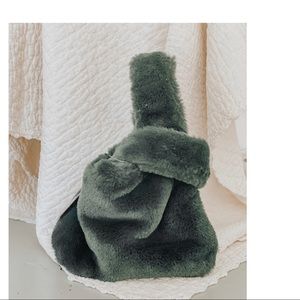 French connection faux fur emerald mini bag